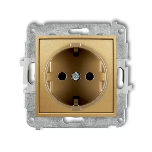 Icon Mechanizm Gniazda Pojedynczego Z Uziemieniem Schuko 2P+Z (Przesłony Torów Prądowych) Złoty 29Igp-1Sp