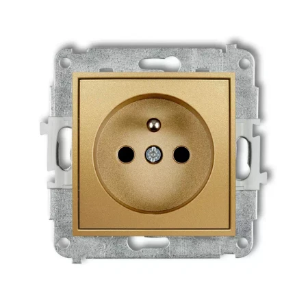 Icon Mechanizm Gniazda Pojedynczego Z Uziemieniem 2P+Z (Przesłony Torów Prądowych) Złoty 29Igp-1Zp