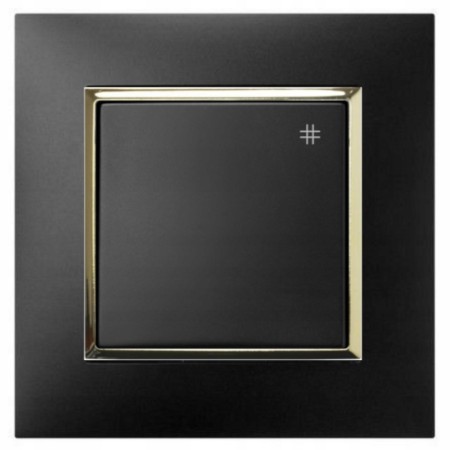 Włącznik Światła Krzyżowy Z Ramką Czarny / Złoty Seria Aria