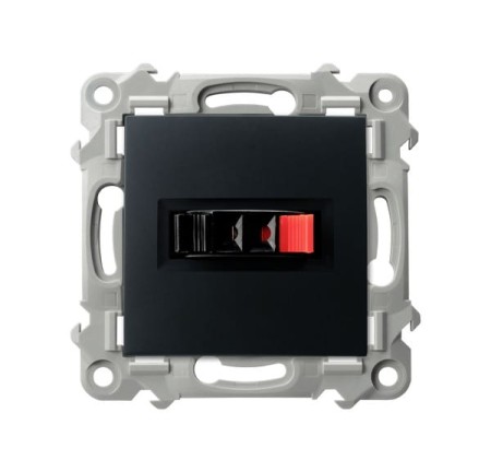 Ospel Szafir Gniazdo Głośnikowe Pojedyncze Czarny Metalik