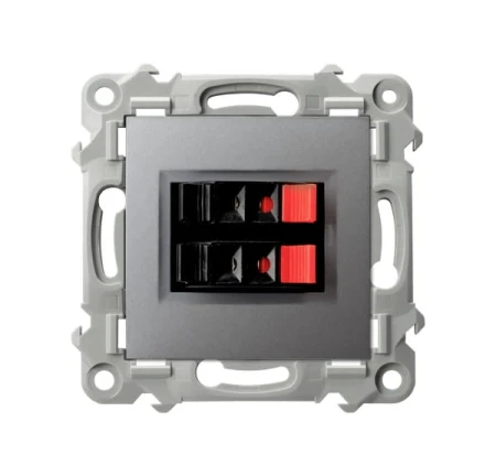 Ospel Szafir Gniazdo Głośnikowe Podwójne Szary Mat