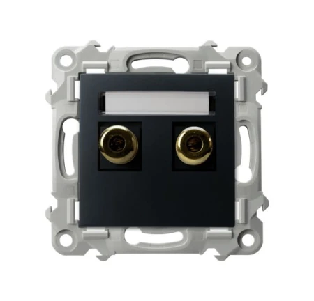 Ospel Szafir Gniazdo Głośnikowe Pojedyncze Czarny Metalik