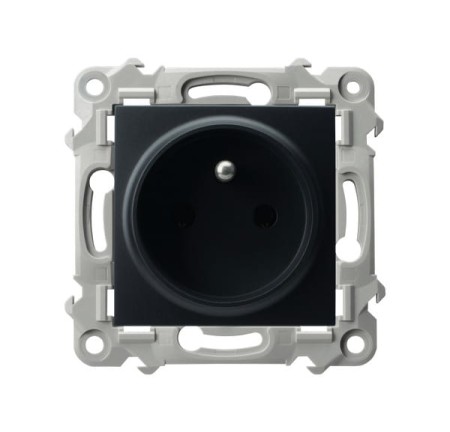 Ospel Szafir Gniazdo Pojedyncze Z Uziemieniem Czarny Metalik