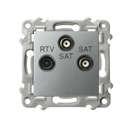 Ospel Szafir Gniazdo Rtv-Sat Z Dwoma Wyjściami Sat Kolor Srebrny