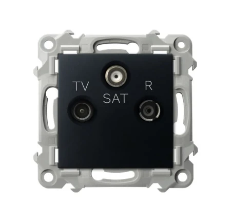 Ospel Szafir Gniazdo Rtv-Sat Końcowe Czarny Metalik