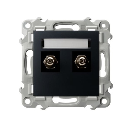 Ospel Szafir Gniazdo Ekwipotencjalne Podwójne Czarny Metalik