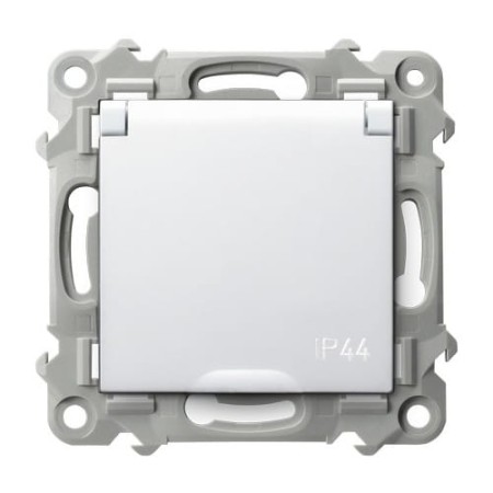 Ospel Szafir Gniazdo Bryzgoszczelne Z Uziemieniem Ip-44 Wieczko W Kolorze Wyrobu Biały
