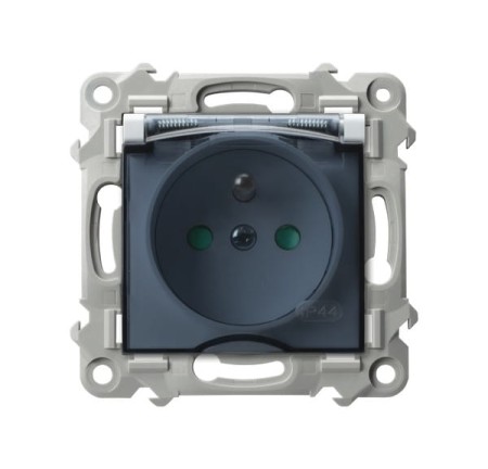 Ospel Szafir Gniazdo Bryzgoszczelne Z Uziemieniem Ip-44 Z Przesłonami Torów Prądowych Wieczko Przezroczyste Biały