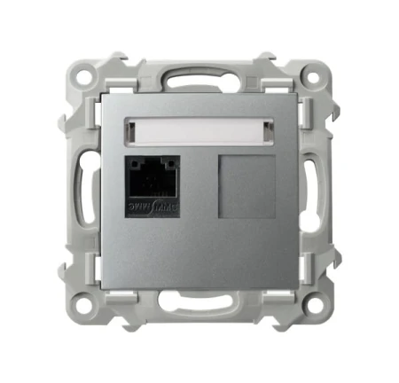 Ospel Szafir Gniazdo Komputerowe Pojedyncze, Kat. 5E Mmc Kolor Srebrny