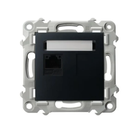 Ospel Szafir Gniazdo Komputerowe Pojedyncze, Kat. 5E Mmc Czarny Metalik