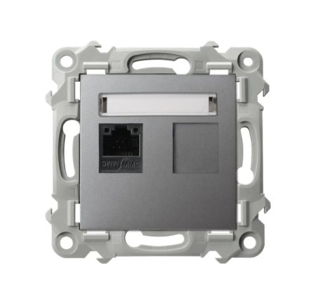 Ospel Szafir Gniazdo Komputerowe Pojedyncze, Kat. 5E Mmc Szary Mat