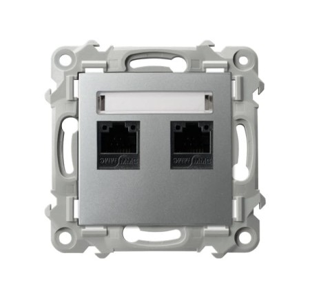 Ospel Szafir Gniazdo Komputerowe Podwójne, Kat. 5E Mmc Kolor Srebrny