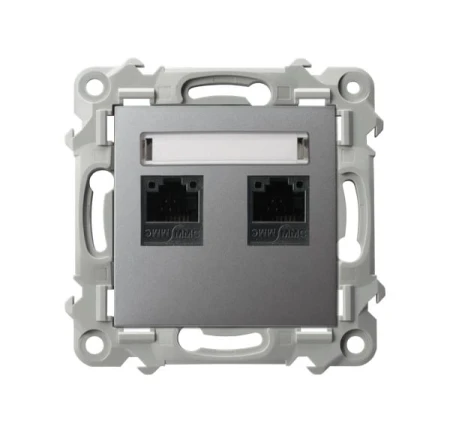 Ospel Szafir Gniazdo Komputerowe Podwójne, Kat. 5E Mmc Szary Mat