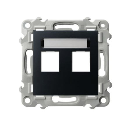 Ospel Szafir Obudowa Gniazda Podwójnego Typu Keystone Prosta Czarny Metalik