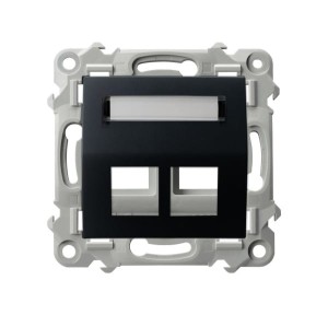 Ospel Szafir Obudowa Gniazda Podwójnego Typu Keystone Skośna Czarny Metalik