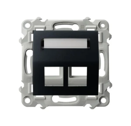 Ospel Szafir Obudowa Gniazda Podwójnego Typu Keystone Skośna Czarny Metalik
