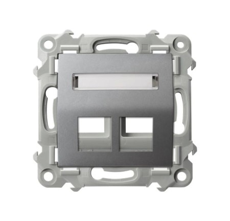 Ospel Szafir Obudowa Gniazda Podwójnego Typu Keystone Skośna Szary Mat