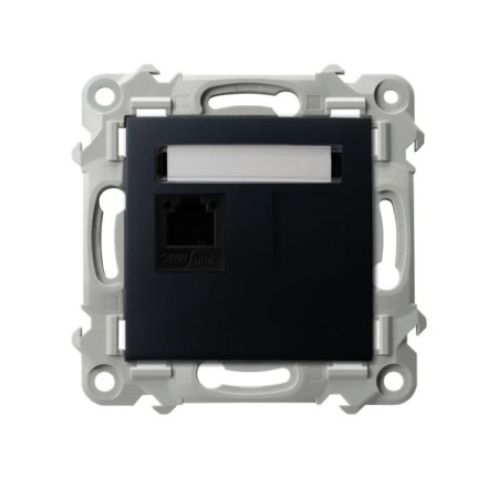 Ospel Szafir Gniazdo Telefoniczne Pojedyncze Czarny Metalik