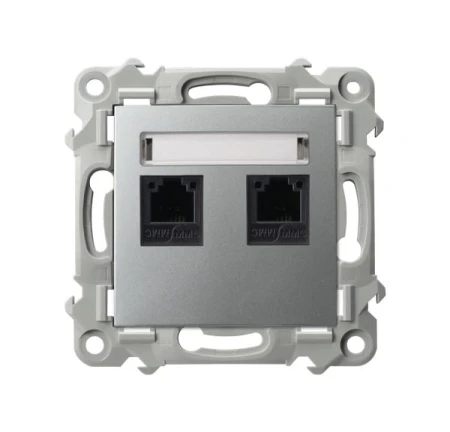 Ospel Szafir Gniazdo Telefoniczne Podwójne Niezależne Kolor Srebrny