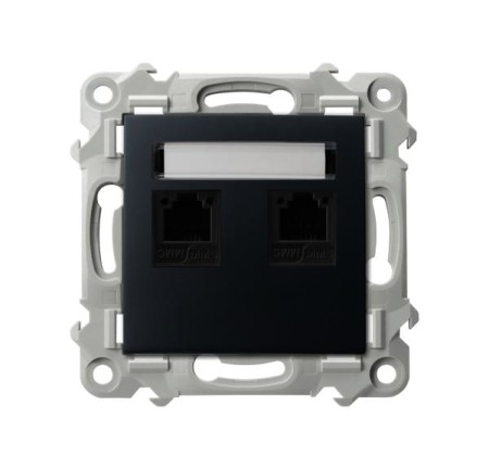 Ospel Szafir Gniazdo Telefoniczne Podwójne Niezależne Czarny Metalik