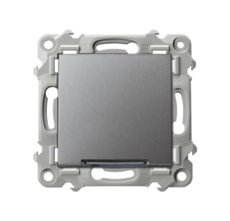 Ospel Szafir Włącznik Pojedynczy Zwierny Z Podświetleniem Niebieskim Szary Mat