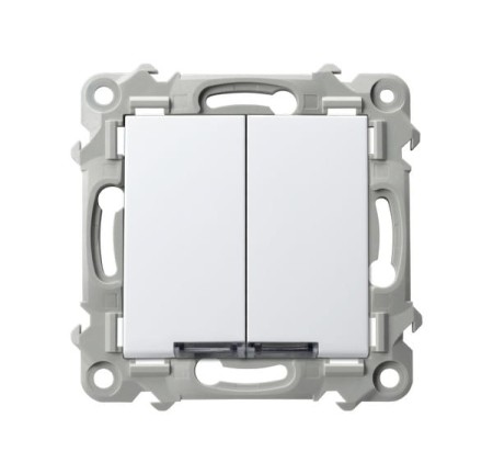 Szafir Włącznik Dwugrupowy Świecznikowy Z Podświetleniem Białym Biały