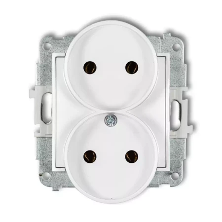 Icon Mechanizm Gniazda Podwójnego Do Ramki Bez Uziemienia 2X2P (Bez Przesłon Torów Prądowych) Biały Mat 25Igpr-2
