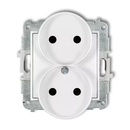 Icon Mechanizm Gniazda Podwójnego Do Ramki Bez Uziemienia 2X2P (Przesłony Torów Prądowych) Biały Mat 25Igpr-2P