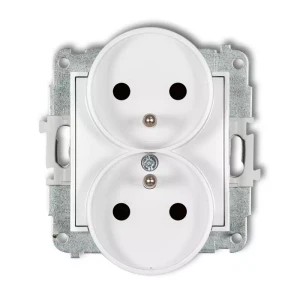 Icon Mechanizm Gniazda Podwójnego Do Ramki Z Uziemieniem 2X(2P+Z) (Przesłony Torów Prądowych) Biały Mat 25Igpr-2Zp