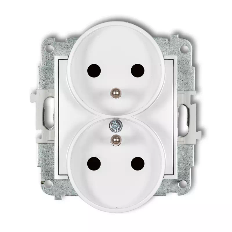 Icon Mechanizm Gniazda Podwójnego Do Ramki Z Uziemieniem 2X(2P+Z) (Przesłony Torów Prądowych) Biały Mat 25Igpr-2Zp