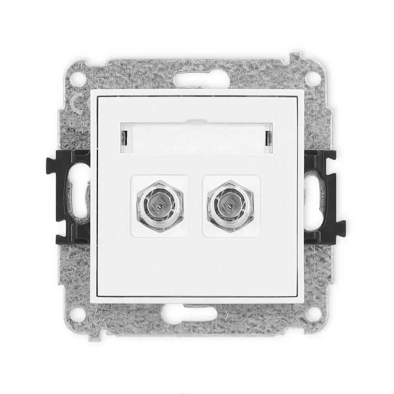 Icon Mechanizm Gniazda Antenowego Podwójnego Typu F (Sat) Niklowany Biały Mat 25Igf-2