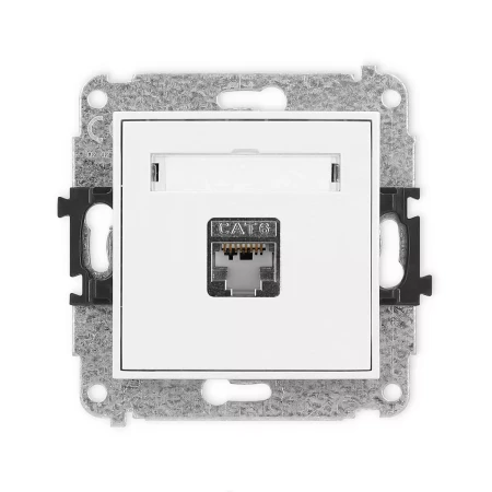 Icon Mechanizm Gniazda Komputerowego Pojedynczego 1Xrj45, Kat. 5E, Ekranowane, 8-Stykowy Biały Mat 25Igk-1E