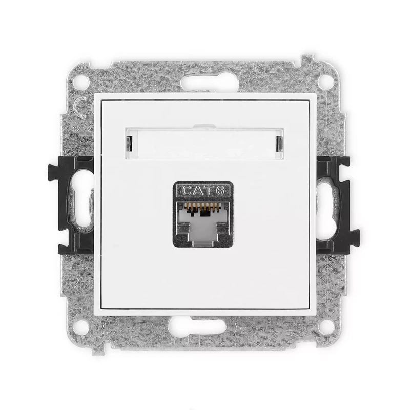 Icon Mechanizm Gniazda Komputerowego Pojedynczego 1Xrj45, Kat. 5E, Ekranowane, 8-Stykowy Biały Mat 25Igk-1E