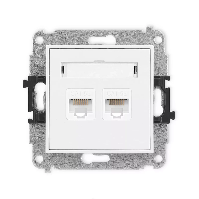 Icon Mechanizm Gniazda Komputerowego Podwójnego 2Xrj45, Kat. 5E, 8-Stykowy Biały Mat 25Igk-2
