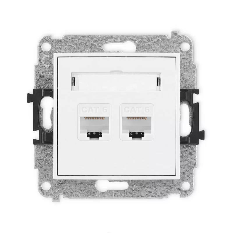Icon Mechanizm Gniazda Komputerowego Podwójnego 2Xrj45, Kat. 6, 8-Stykowy Biały Mat 25Igk-4