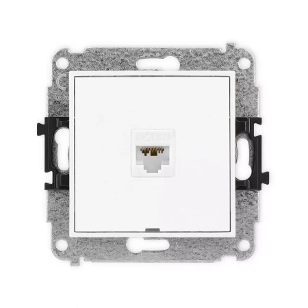 Icon Mechanizm Gniazda Komputerowego Pojedynczego 1Xrj45, Kat. 6A, 8-Stykowy, Bez Pola Opisowego Biały Mat 25Igkbo-7