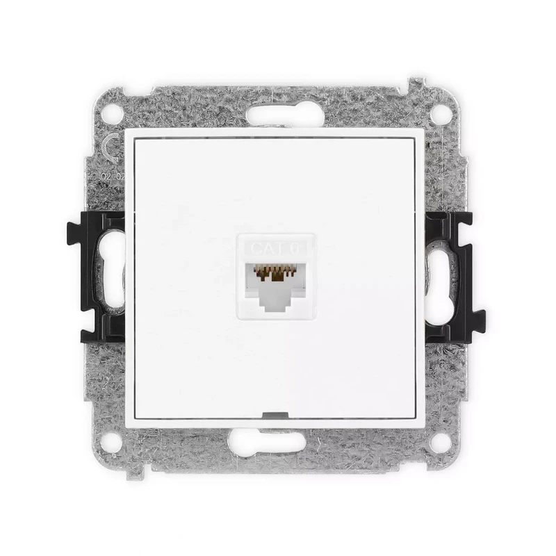 Icon Mechanizm Gniazda Komputerowego Pojedynczego 1Xrj45, Kat. 6A, 8-Stykowy, Bez Pola Opisowego Biały Mat 25Igkbo-7