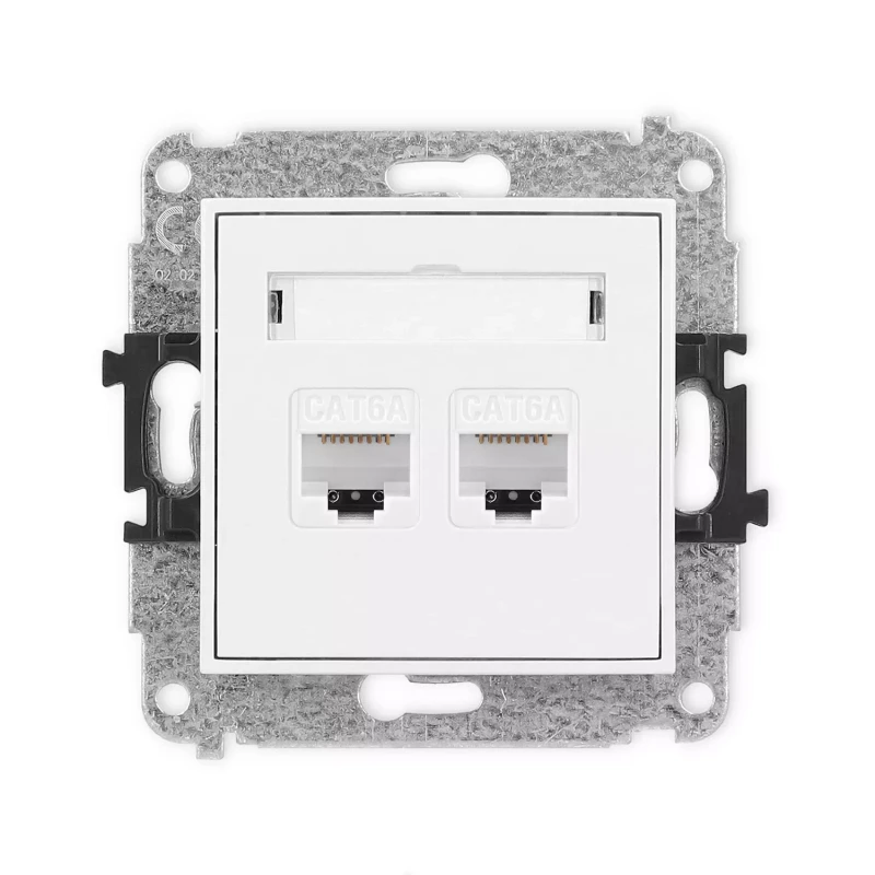 Icon Mechanizm Gniazda Komputerowego Podwójnego 2Xrj45, Kat. 6A, 8-Stykowy Biały Mat 25Igk-8