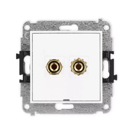 Icon Mechanizm Gniazda Głośnikowego Pojedynczego, Bez Pola Opisowego (Typu Banan - Czerwony I Czarny, Pozłacany, 4 Mm2, Do Lutowania) Biały Mat 25Iggbo-3