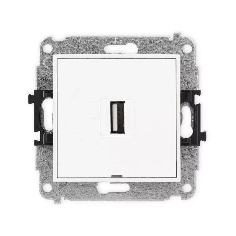 Icon Mechanizm Gniazda Pojedynczego Usb A-A 2.0, Bez Pola Opisowego Biały Mat 25Igusbbo-1