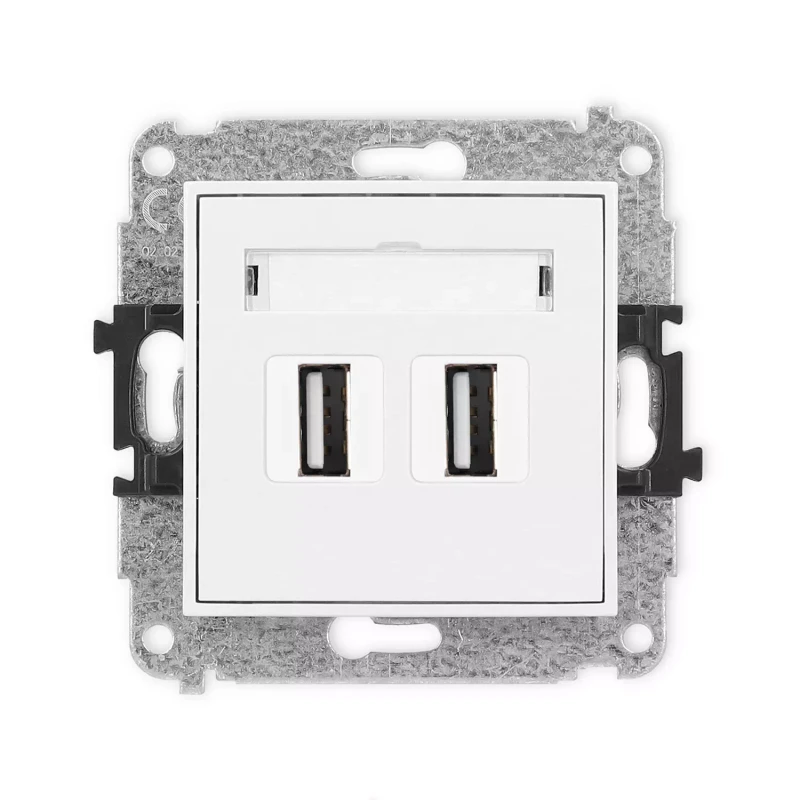 Icon Mechanizm Gniazda Podwójnego 2Xusb A-A 2.0 Biały Mat 25Igusb-2