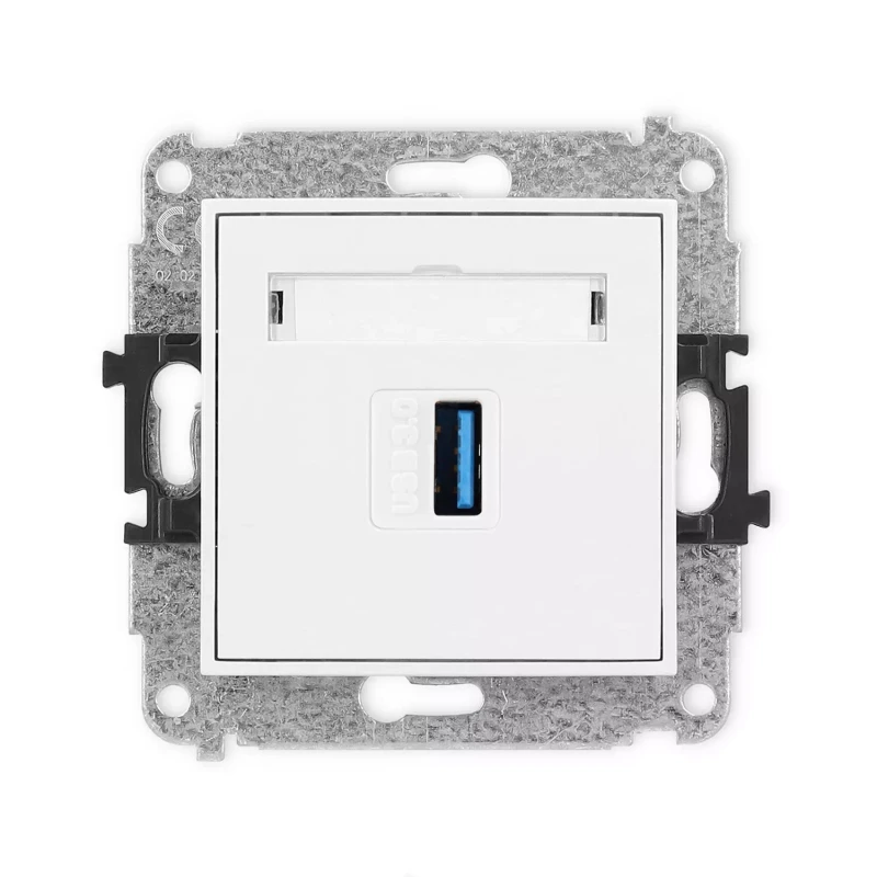 Icon Mechamizm Gniazda Pojedynczego Usb A-A 3.0 Biały Mat 25Igusb-5