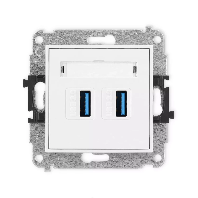 Icon Mechanizm Gniazda Podwójnego 2Xusb A-A 3.0 Biały Mat 25Igusb-6