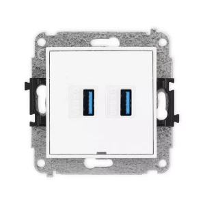 Icon Mechanizm Gniazda Podwójnego 2Xusb A-A 3.0, Bez Pola Opisowego Biały Mat 25Igusbbo-6