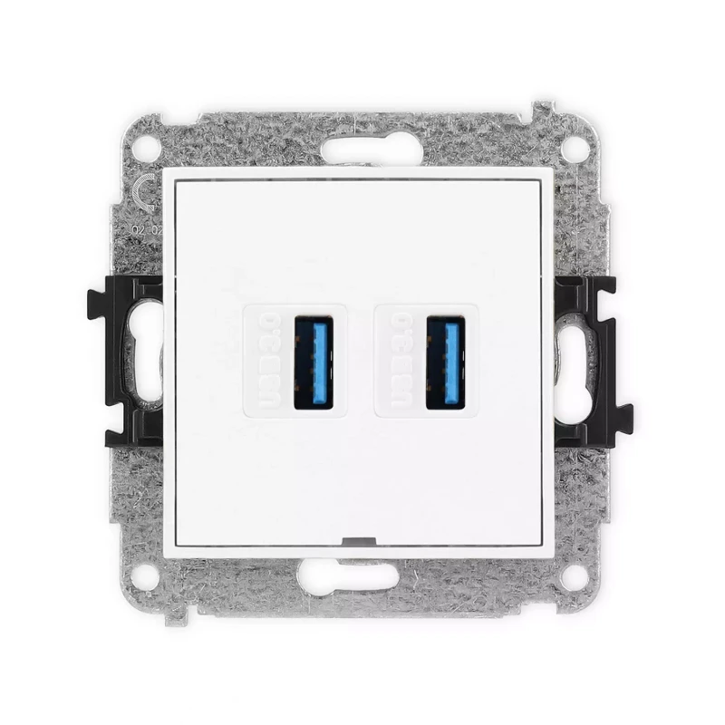 Icon Mechanizm Gniazda Podwójnego 2Xusb A-A 3.0, Bez Pola Opisowego Biały Mat 25Igusbbo-6