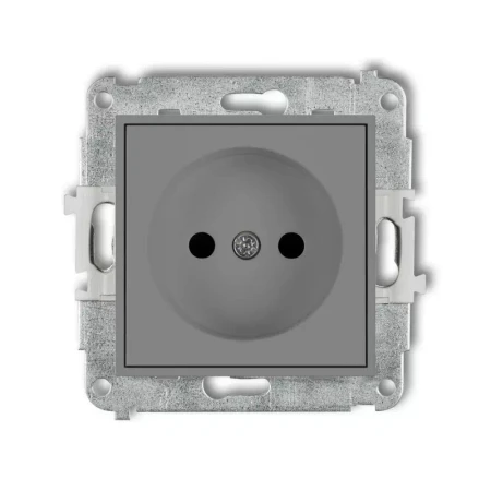 Icon Mechanizm Gniazda Pojedynczego Bez Uziemienia 2P (Przesłony Torów Prądowych) Szary Mat 27Igp-1P