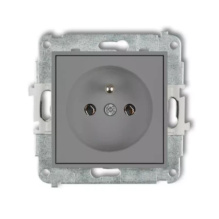 Icon Mechanizm Gniazda Pojedynczego Z Uziemieniem 2P+Z (Bez Przesłon Torów Prądowych) Szary Mat 27Igp-1Z
