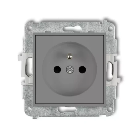 Icon Mechanizm Gniazda Pojedynczego Z Uziemieniem 2P+Z (Przesłony Torów Prądowych) Szary Mat 27Igp-1Zp