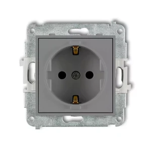 Icon Mechanizm Gniazda Pojedynczego Z Uziemieniem Schuko 2P+Z (Przesłony Torów Prądowych) Szary Mat 27Igp-1Sp