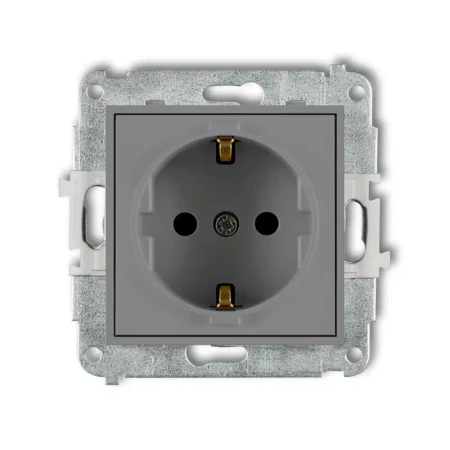 Icon Mechanizm Gniazda Pojedynczego Z Uziemieniem Schuko 2P+Z (Przesłony Torów Prądowych) Szary Mat 27Igp-1Sp